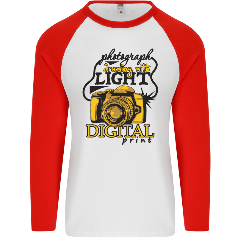 Photography Drawing With Light Photographer Mens L/S Baseball T-Shirt White/Red