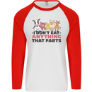 Anything That Farts Funny Vegan Vegetarian Mens L/S Baseball T-Shirt White/Red