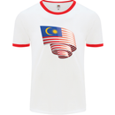 Curled Malaysia Flag Malaysian Day Football Mens Ringer T-Shirt White/Red