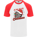 Darts Aim for Christmas Funny Xmas Mens S/S Baseball T-Shirt White/Red