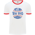 Just a Mom Who Loves Baseball Mens Ringer T-Shirt White/Red