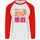Kawaii Red Panda Japanese Cute Mens L/S Baseball T-Shirt White/Red
