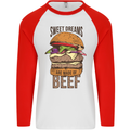 Sweet Dreams are Made of Beef BBQ Chef Mens L/S Baseball T-Shirt White/Red