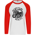 Motorcycling Motorbike Motorcycle Biker Mens L/S Baseball T-Shirt White/Red