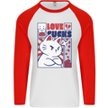 Cat Love Sucks Anti Valentines Singles Day Mens L/S Baseball T-Shirt White/Red