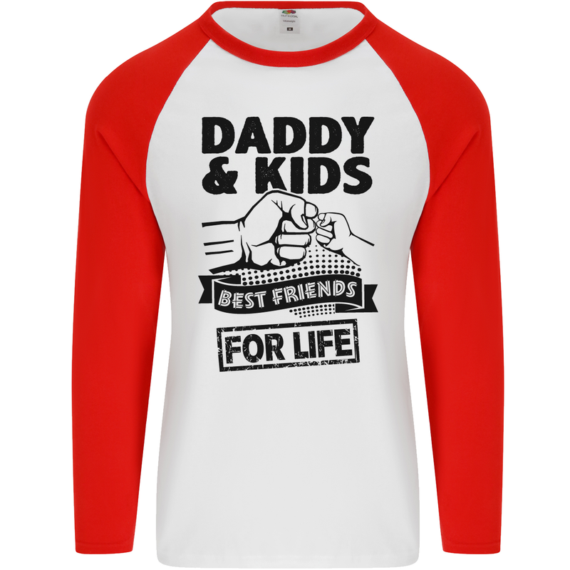 Daddy & Kids Best Friends Father's Day Mens L/S Baseball T-Shirt White/Red