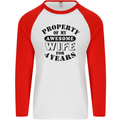 4th Wedding Anniversary 4 Year Funny Wife Mens L/S Baseball T-Shirt White/Red