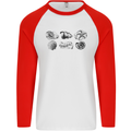 Fossil Set Palaeontologist Palaeontology Mens L/S Baseball T-Shirt White/Red