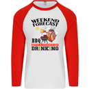 BBQ Weekend Forecast BBQing Alcohol Beer Mens L/S Baseball T-Shirt White/Red