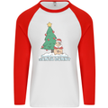 Santa Bunny Rabbit Christmas Xmas Mens L/S Baseball T-Shirt White/Red