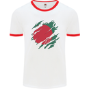Torn Bangladesh Flag Bangladeshi Day Football Mens Ringer T-Shirt White/Red