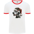 Christmas Dalmatian Dog Wearing a Xmas Hat Mens Ringer T-Shirt White/Red