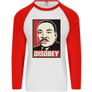 Disobey Martin Luther King Black Lives Matter Mens L/S Baseball T-Shirt White/Red