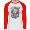 All Mad Here Alien Magic Mushrooms Mens L/S Baseball T-Shirt White/Red