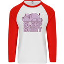 A Hippo Sleeping Shirt Hippomotamus Mens L/S Baseball T-Shirt White/Red