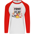 Come to Play Lets Summon Demons Ouija Board Mens L/S Baseball T-Shirt White/Red