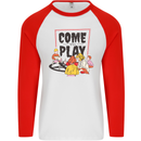 Come to Play Lets Summon Demons Ouija Board Mens L/S Baseball T-Shirt White/Red