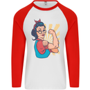 Strong Successful Woman Mens L/S Baseball T-Shirt White/Red