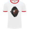 Space Planet Sun Flare Universe Mens Ringer T-Shirt White/Red