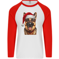 Christmas German Shepherd Xmas Dog Alsatian Mens L/S Baseball T-Shirt White/Red