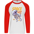 Space T-Rex Dinosaur Dino Astronaut Mens L/S Baseball T-Shirt White/Red