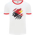 Torn Papua New Guinea Flag Day Football Mens Ringer T-Shirt White/Red