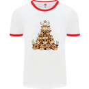 Reindeer Christmas Tree Rudolf Xmas Funny Mens Ringer T-Shirt White/Red