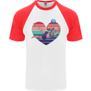 I Love Volleyball Heart Mens S/S Baseball T-Shirt White/Red