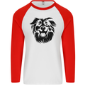 Australian Sheepdog Dogs Mens L/S Baseball T-Shirt White/Red