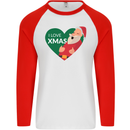 I Love Xmas Santa Claus Christmas Mens L/S Baseball T-Shirt White/Red