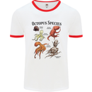 Octopus Species Sealife Scuba Diving Mens Ringer T-Shirt White/Red
