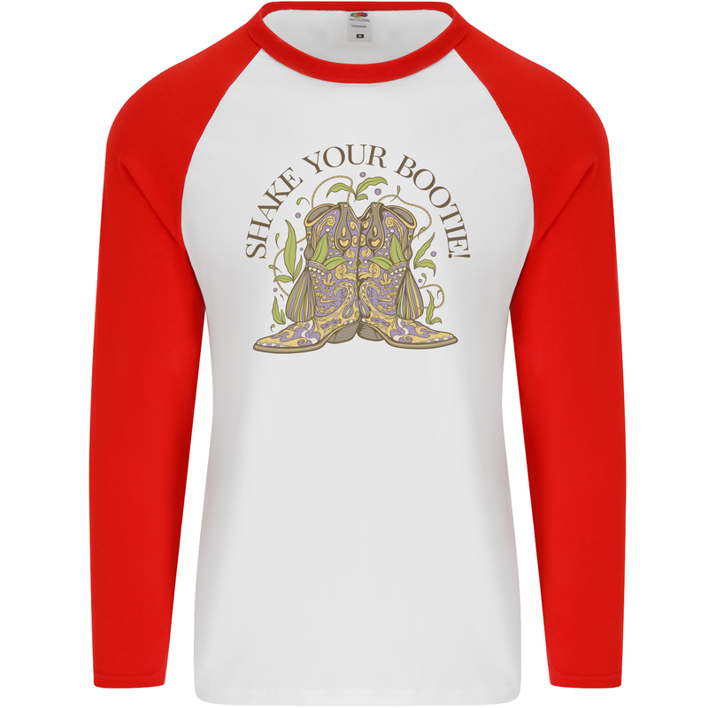 Mardi Gras Shake Your Bootie Mens L/S Baseball T-Shirt White/Red