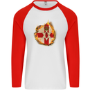 The N.Ireland Flag Fire Effect Mens L/S Baseball T-Shirt White/Red