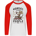 Horse Riding Because People Suck Equestrian Mens L/S Baseball T-Shirt White/Red