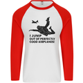 I Jump out of Good Airplanes Para Skydiving Mens L/S Baseball T-Shirt White/Red