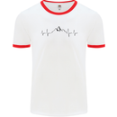 Mountain ECG Hiking Trekking Climbing Pulse Mens Ringer T-Shirt White/Red