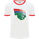 Curled Gambia Flag Gambian Day Football Mens Ringer T-Shirt White/Red