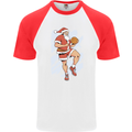 Christmas Basketball Santa Xmas Mens S/S Baseball T-Shirt White/Red