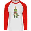 Cute Christmas T-Rex Funny Xmas Dinosaur Mens L/S Baseball T-Shirt White/Red