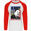 A Riot Martin Luther King Black Lives Matter Mens L/S Baseball T-Shirt White/Red