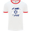 Torn Israel Flag Israeli Day Football Mens Ringer T-Shirt White/Red