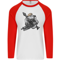 SAS Bulldog British Army Special Forces Mens L/S Baseball T-Shirt White/Red