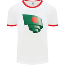 Curled Bangladesh Flag Bangladeshi Day Football Mens Ringer T-Shirt White/Red
