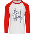 Freediving Chain Diver Scuba Diving Mens L/S Baseball T-Shirt White/Red