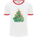 Christmas Dinosaur Xmas Tree T-Rex Funny Mens Ringer T-Shirt White/Red