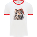 Christmas Wolf Mens Ringer T-Shirt White/Red