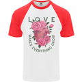 Love Makes Everything Grow Valentines Day Mens S/S Baseball T-Shirt White/Red