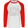 Gym Training Top Bodybuilding Weightlifting Mens L/S Baseball T-Shirt White/Red