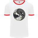 Alien Astronaut Yin Yang Space UFO Mens Ringer T-Shirt White/Red