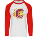 Torn Sri Lankan Flag Sri Lanka Day Football Mens L/S Baseball T-Shirt White/Red